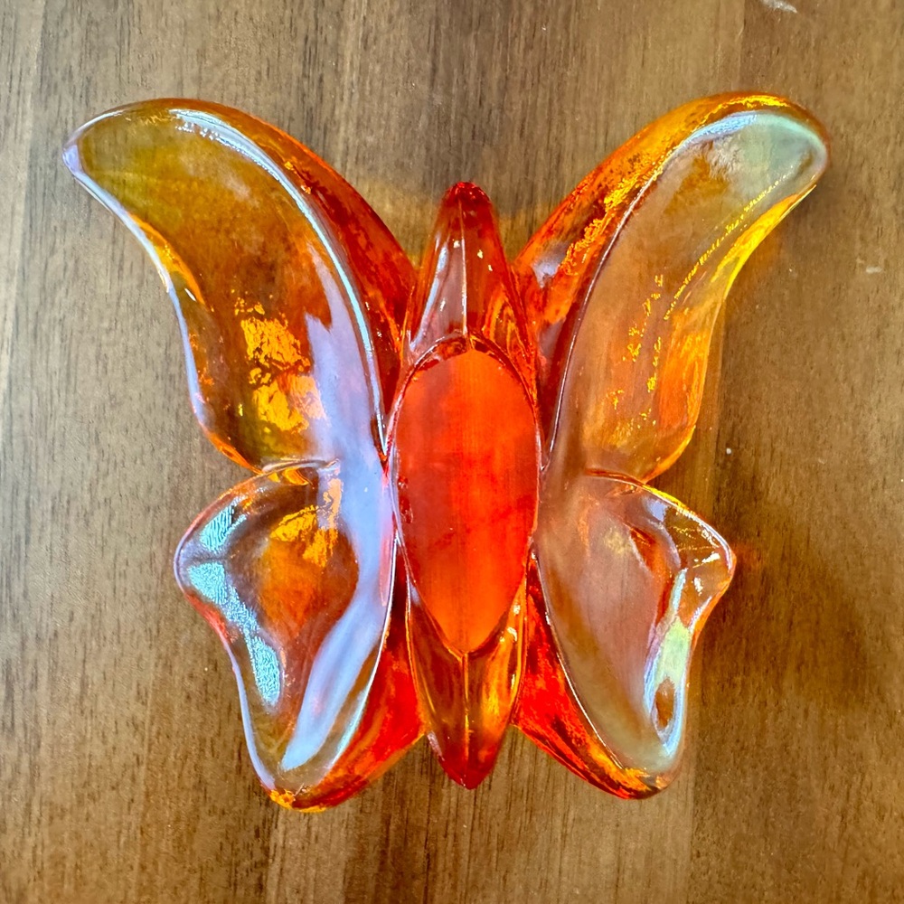 Vintage Lucite Orange Butterfly Sculpture - Picture 8 of 8